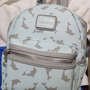 SeaWorld x Loungefly Mini Backpack - Light Blue Dolphin Print